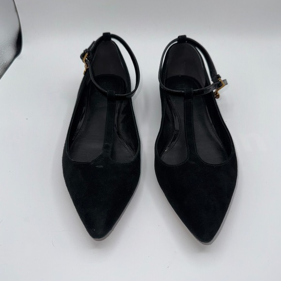Tory Burch Ashton Ballet Womens‎ 7M Black Suede Pointed Toe T-Strap Flats 42968 - Picture 5 of 12